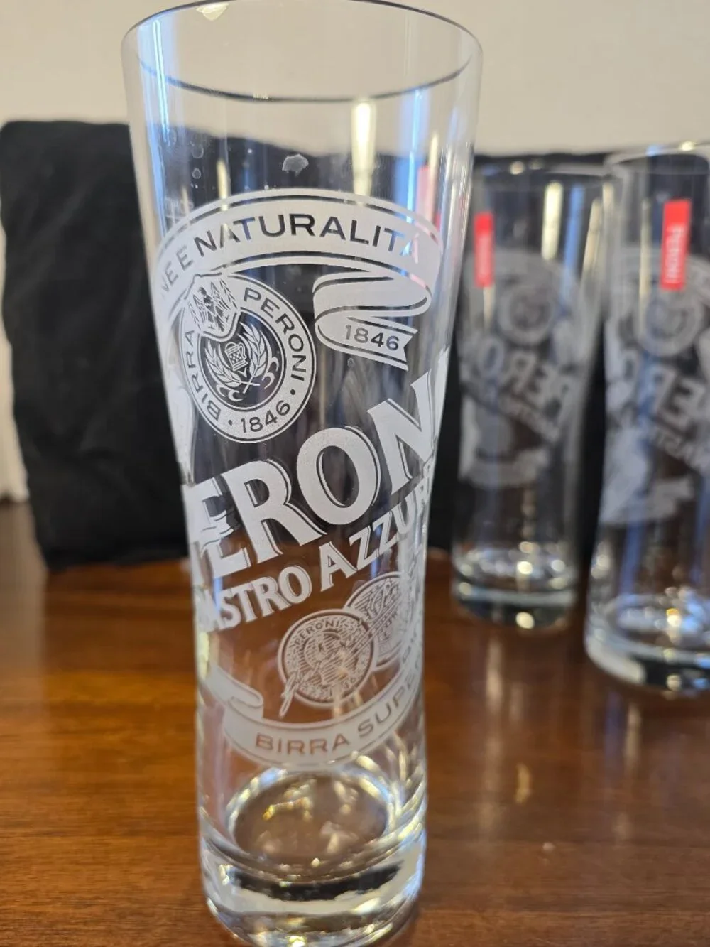 Peroni Nastro Azzurro Etched Beer Glasses set of 6